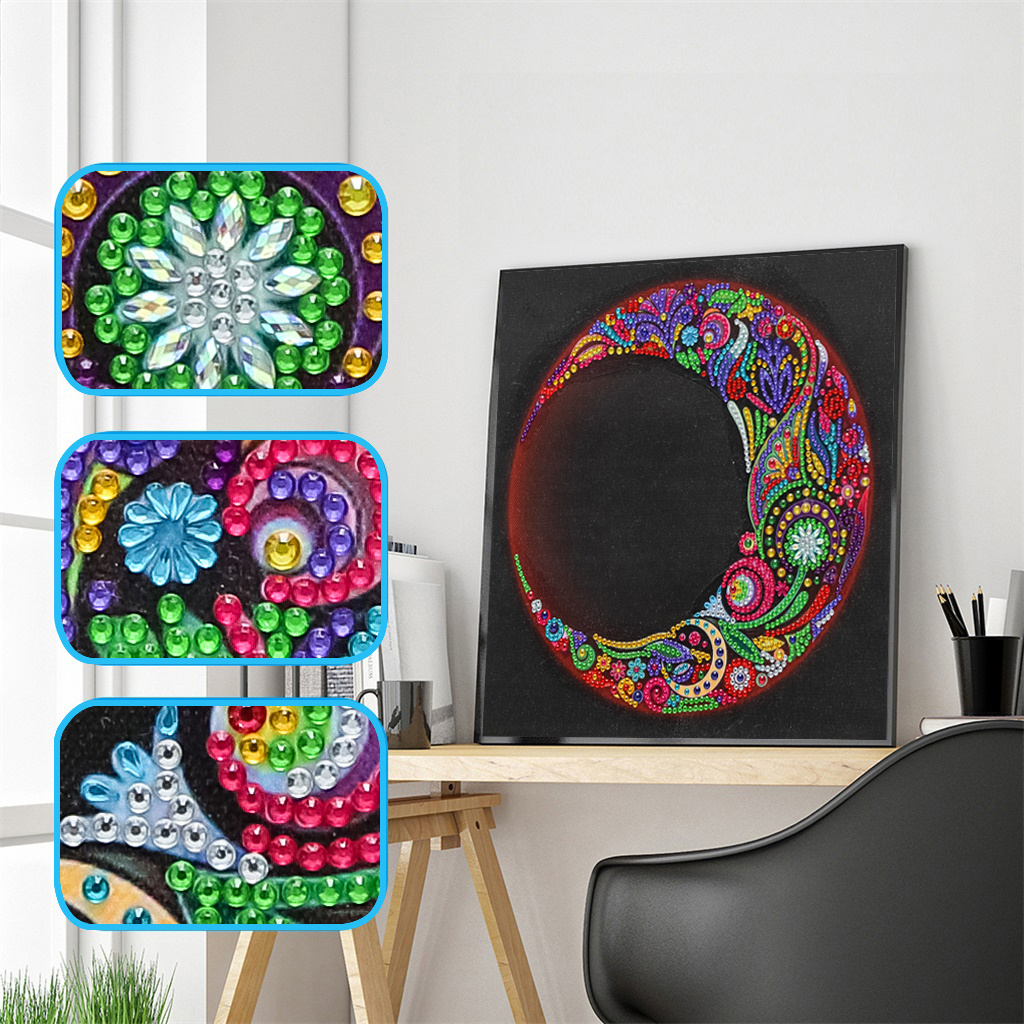 Special Shaped Diamond Painting DIY 5D Partial Drill Cross Stitch Kits Moon Diamond Art Painting Wall Art