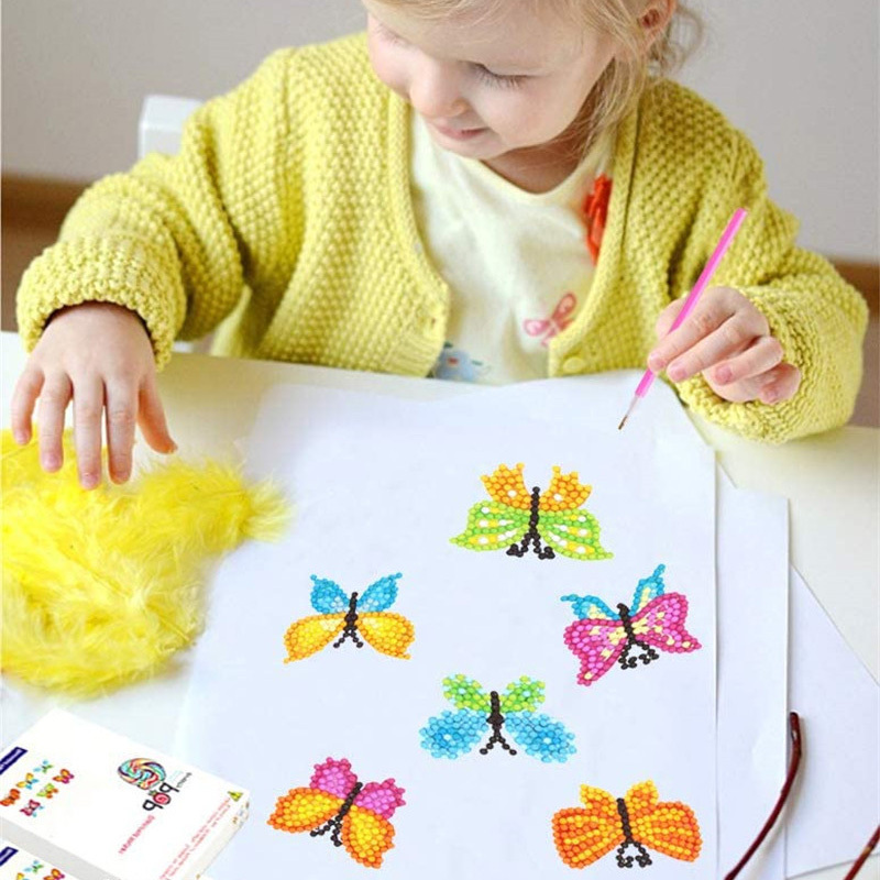 Children Cartoon Stickers 5D Diamond Painting Kits Cartoon Paster Butterfly Stickers Diamond Decoration Stickers