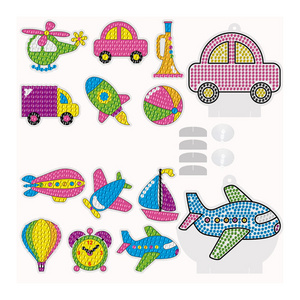 Vehicle Diamond Painting Stickers Kits Plane Stickers Sailing Boat Diamond Stickers Cartoon Child Puzzle Color Box