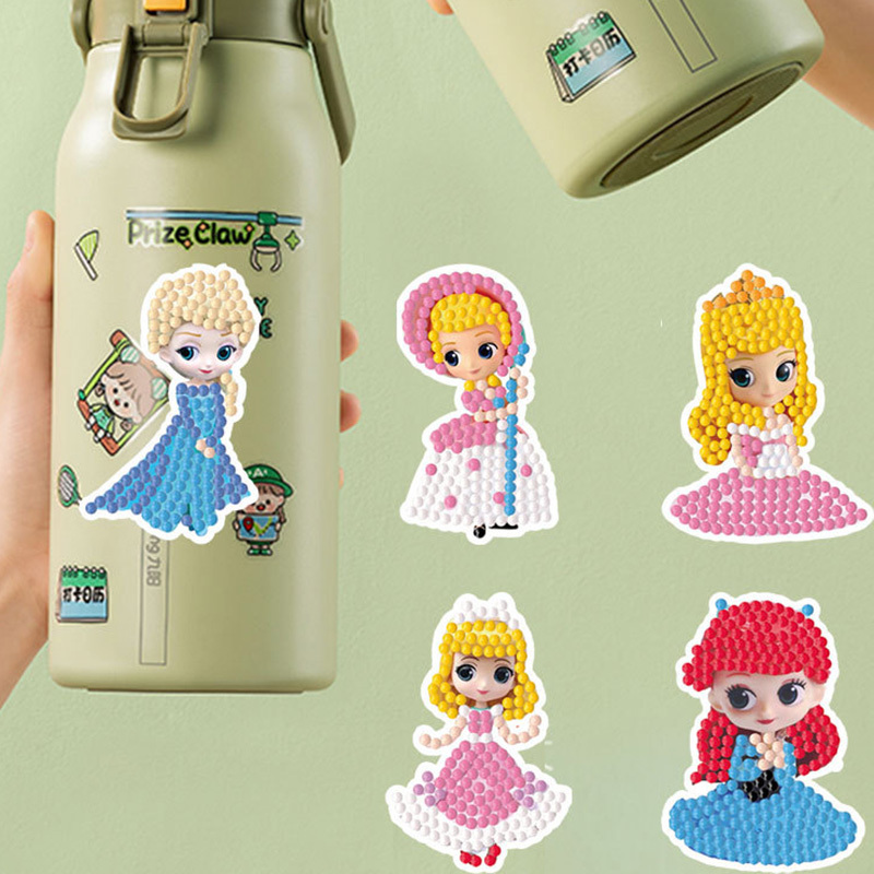 Crystal Diamond Painting Stickers Kits Cartoon Girl Stickers Princess Diamond Stickers Cartoon Child Puzzle Color Box