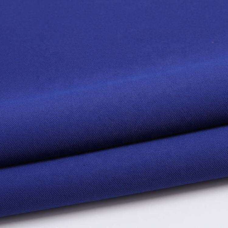 TSP 202GSM blue 97% polyester 3% spandex solid color twill fabric woven 4 way stretch twill fabric for dress or pants