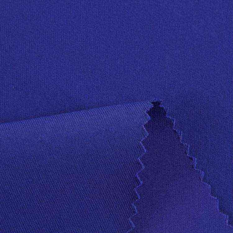 TSP 202GSM blue 97% polyester 3% spandex solid color twill fabric woven 4 way stretch twill fabric for dress or pants