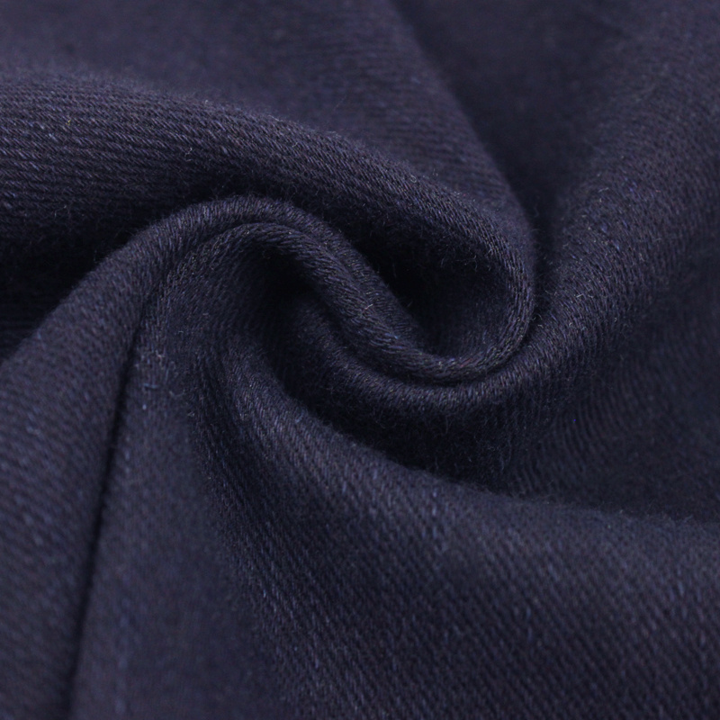 slubby polyester cotton twill denim fabric black indigo knit denim fabric