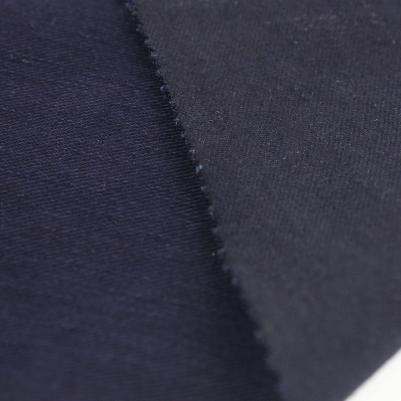 slubby polyester cotton twill denim fabric black indigo knit denim fabric