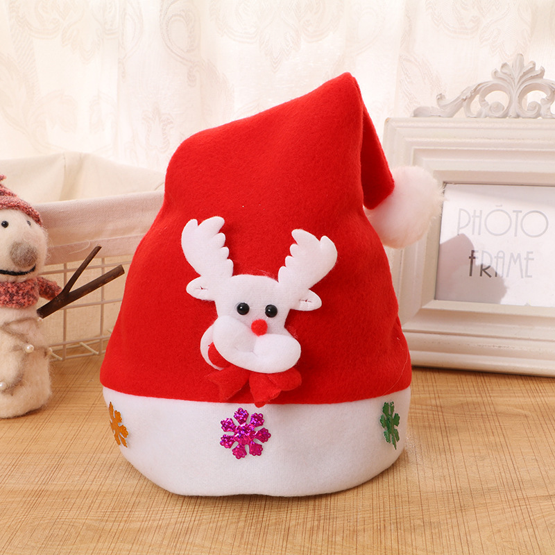 High-end Christmas decoration children's felt brushed coral fleece hat children's cartoon hat