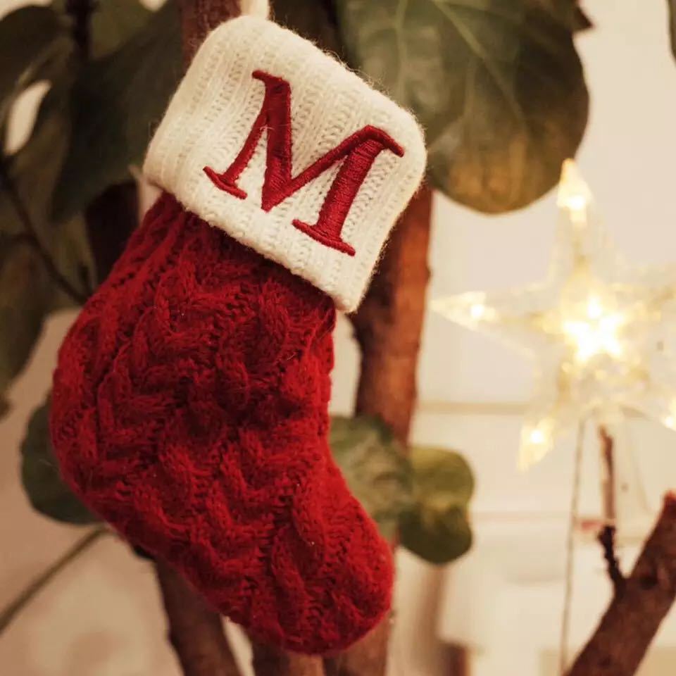 A-Z Christmas Stocking Christmas Tree Hanging Ornaments Decoration Knitted Stocking Christmas Gifts Holiday Stocking