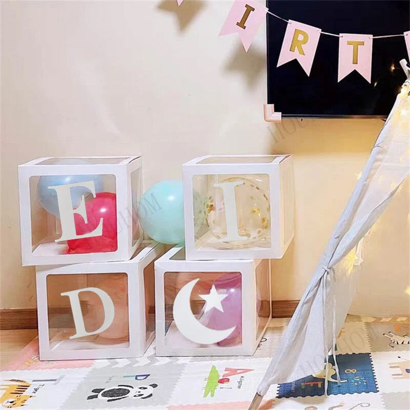 2024 New Eid Balloon Boxes Backdrop Muslim Islamic Ramadan Decorations for Home Mubarak Al Adha Wedding Party Supplies Favors