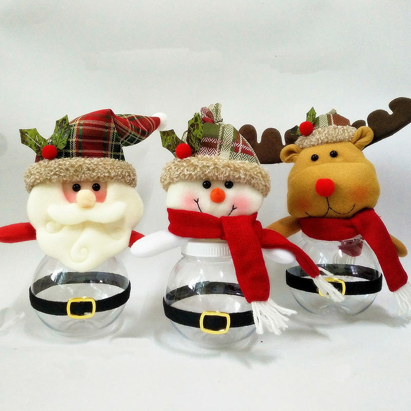 2024 fashion plush christmas mini candy jar new xmas candy can snow man elk decoration