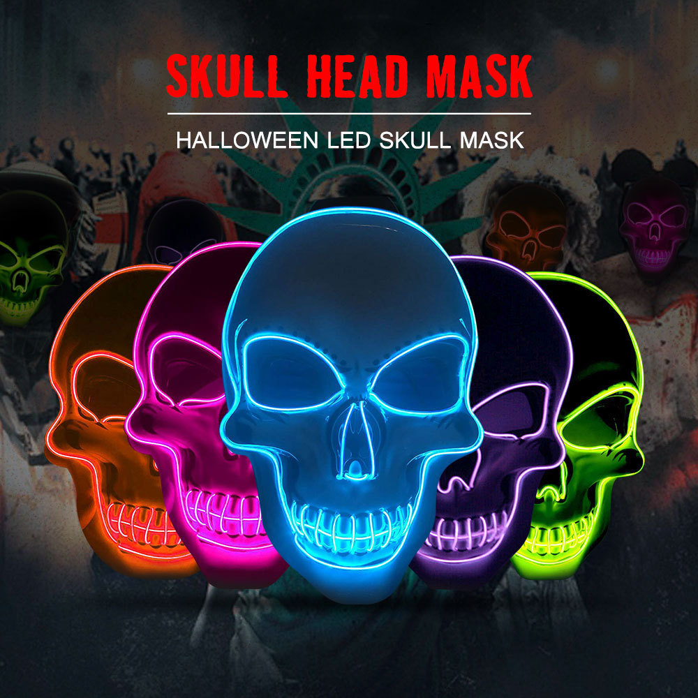 Halloween Mask Led Purge Masks Election Mascara Costume DJ Party Light up Glow Color Scary Masks in Dark Weliftrich-china 10pcs