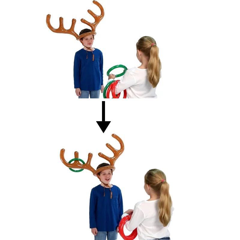 Christmas Game Inflatable Santa Funny Reindeer Antler Hat Ring Toss Christmas kids Gift New Year Christmas Outdoor Inflated toys