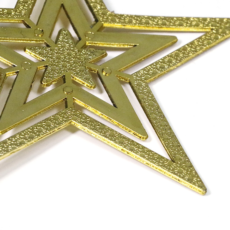 Christmas decoration supplies golden tree top stars European version Christmas tree five-pointed star 10/15/20cm