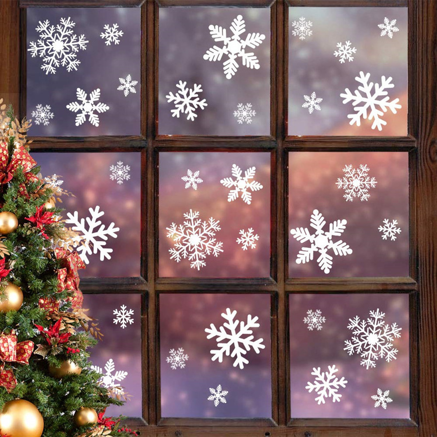 New elegant white Christmas glass snowflake electrostatic sticker decoration