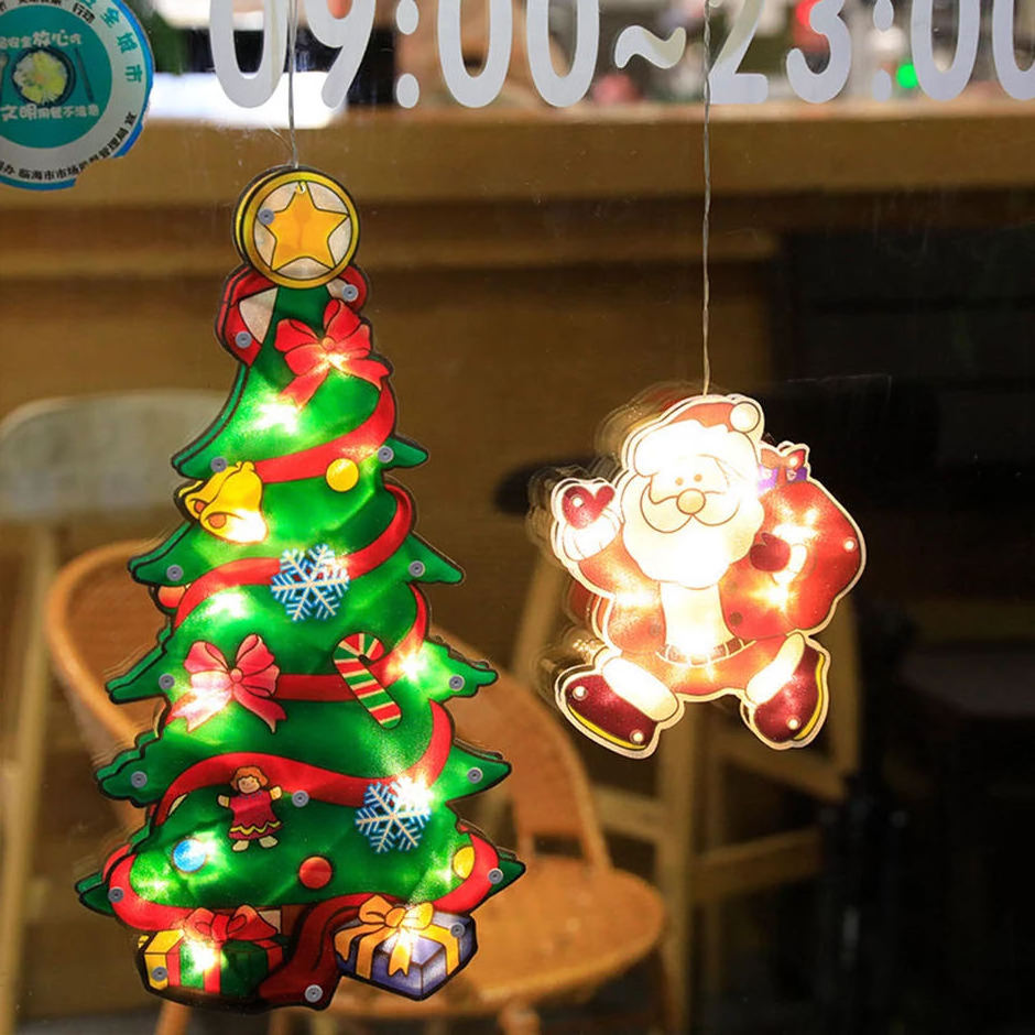 New Christmas Decoration LED Lights Christmas Tree Wall Window Sucker Hanging Lights Xmas Decoration