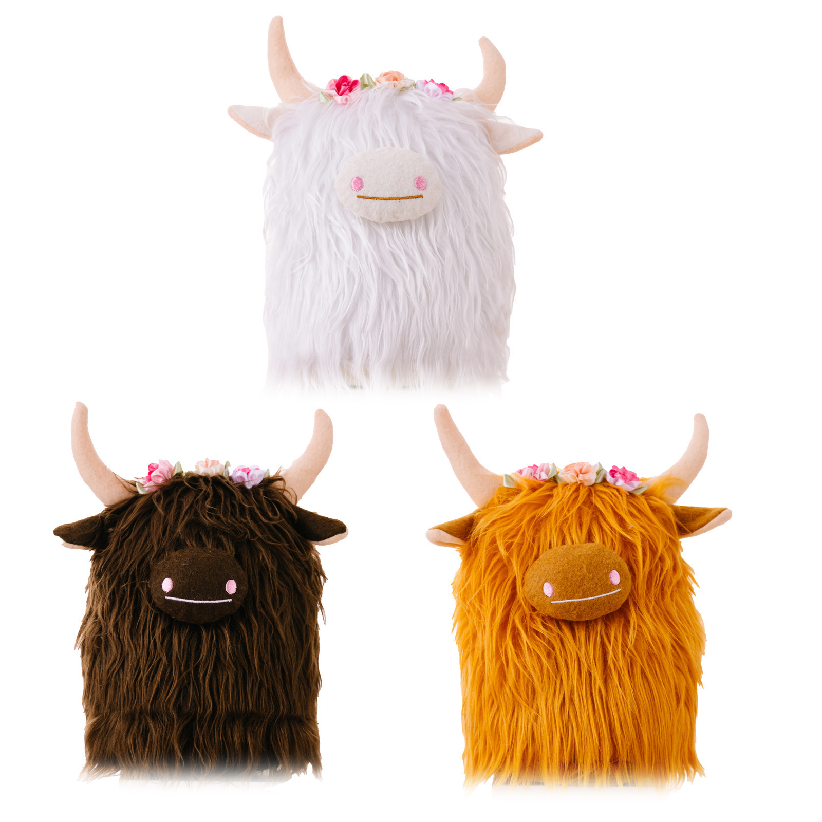 23cm/9Inch Simulation Plush Scottish Highland Cow Figure Doll Toys Stuffed Animal Pillow Children Gifts Ornament Home Decoration