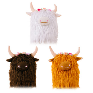 23cm/9Inch Simulation Plush Scottish Highland Cow Figure Doll Toys Stuffed Animal Pillow Children Gifts Ornament Home Decoration