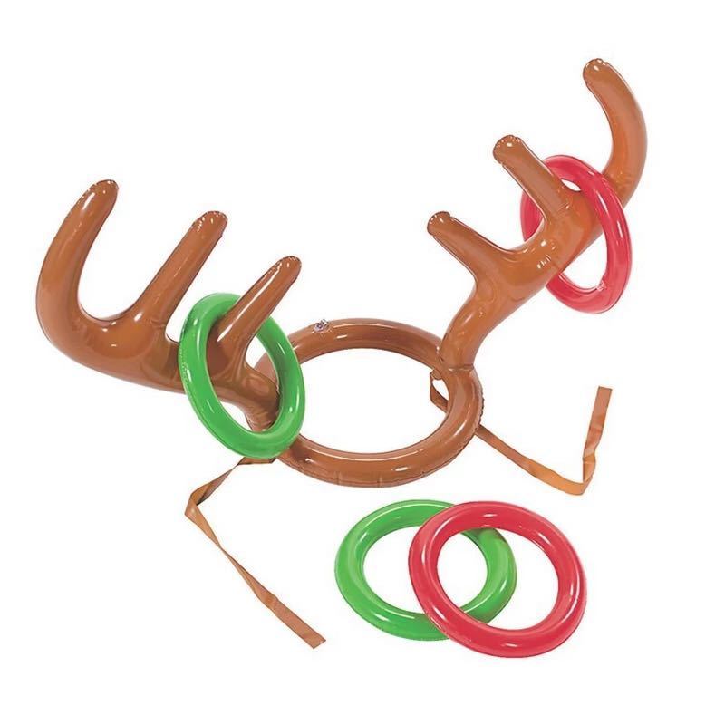 Christmas Game Inflatable Santa Funny Reindeer Antler Hat Ring Toss Christmas kids Gift New Year Christmas Outdoor Inflated toys