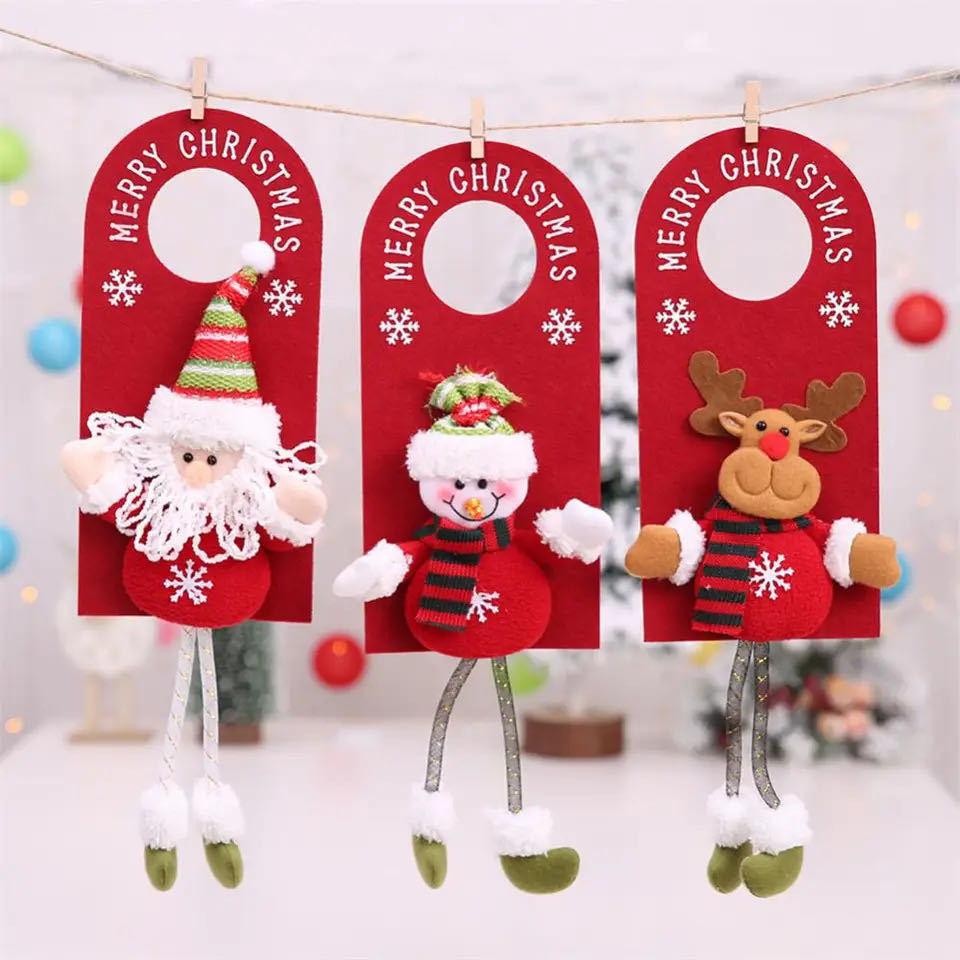 Christmas Door Decoration 2024 Merry Christmas Doorknob Hanger For Home Hanging Xmas Ornament Navidad Happy New Year Gift 2024