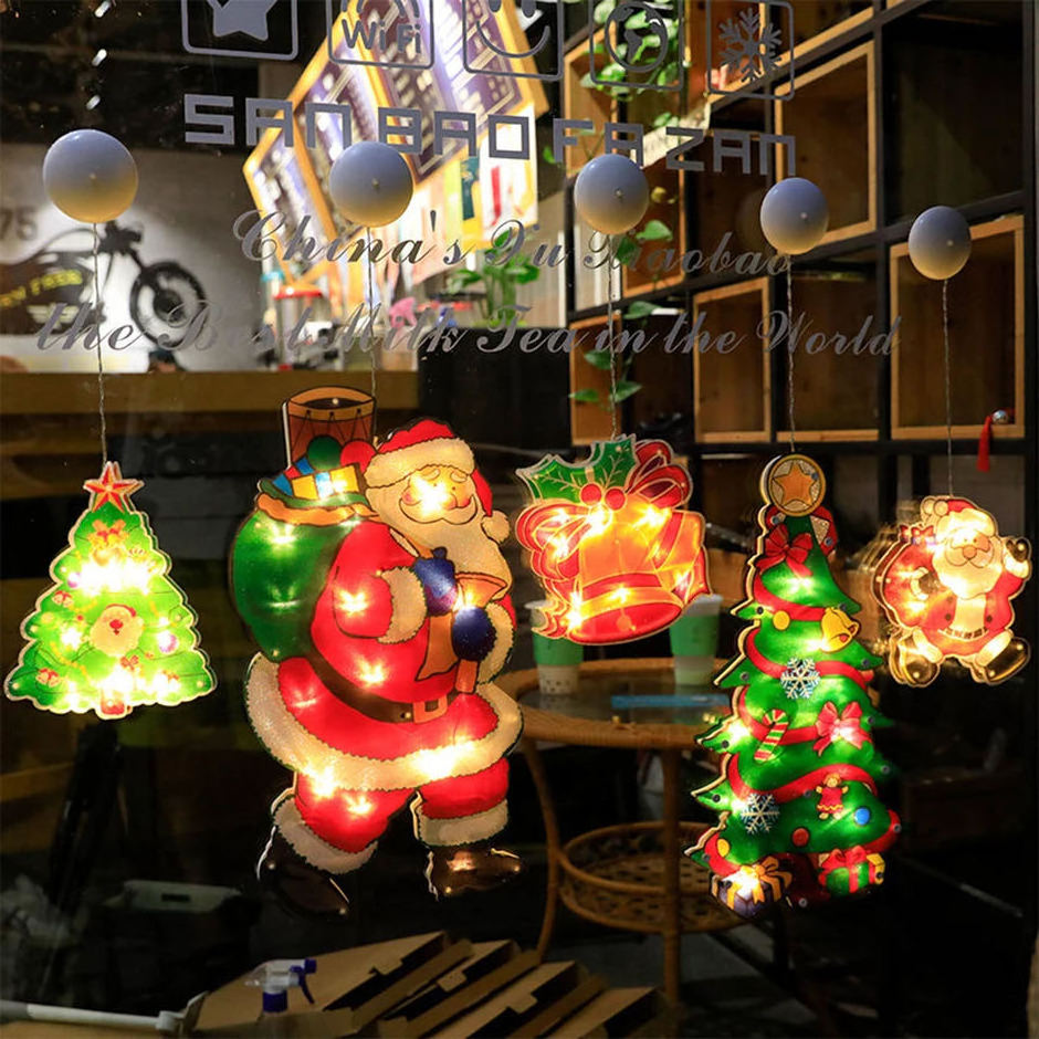 New Christmas Decoration LED Lights Christmas Tree Wall Window Sucker Hanging Lights Xmas Decoration