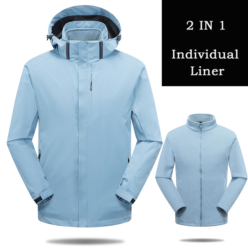 Outdoor sports winter new three-in-one two-piece fleece warm waterproof windproof emergency jacket men's jacket