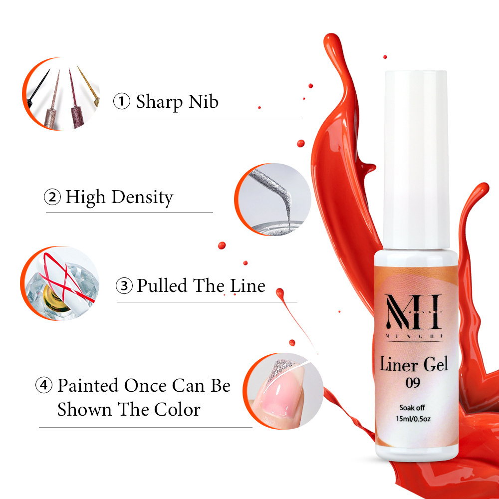 New Arrival MENGHE 26 colors nail designs thin pinceau nail art liner gel kit nail supplies for professionals