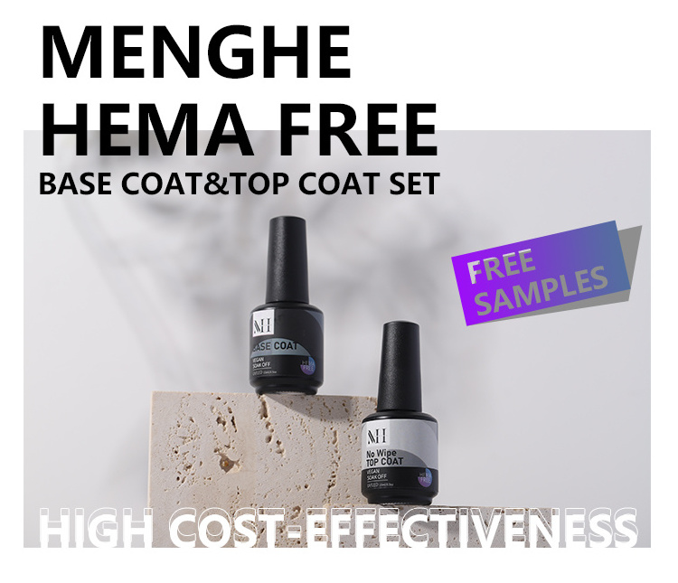 Hema Free Clear Gel Polish Private Label High Gloss Shining No-wipe Uv Gel Top Coat Base Coat