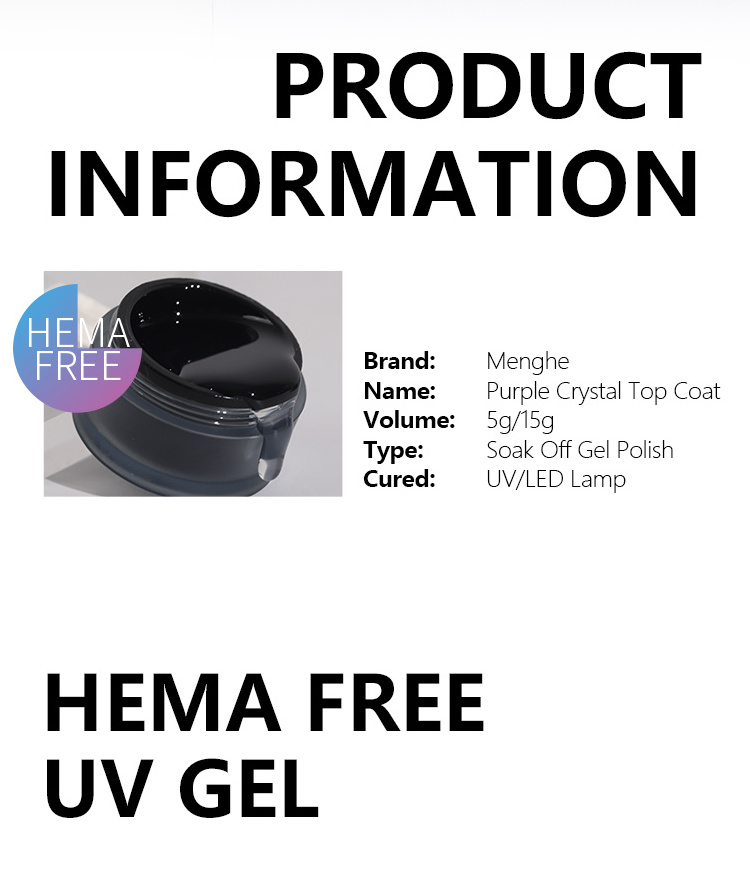 Hema Free Clear Gel Polish Private Label High Gloss Shining No-wipe Uv Gel Top Coat Base Coat