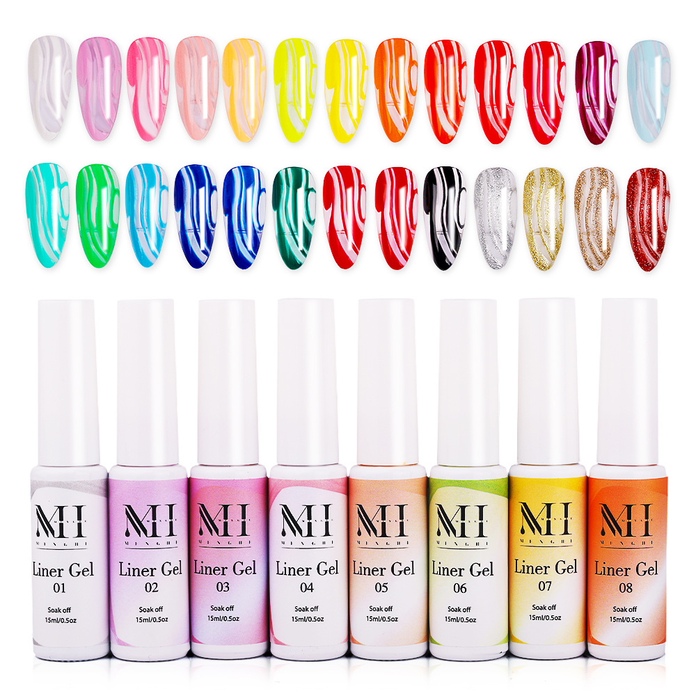 New Arrival MENGHE 26 colors nail designs thin pinceau nail art liner gel kit nail supplies for professionals