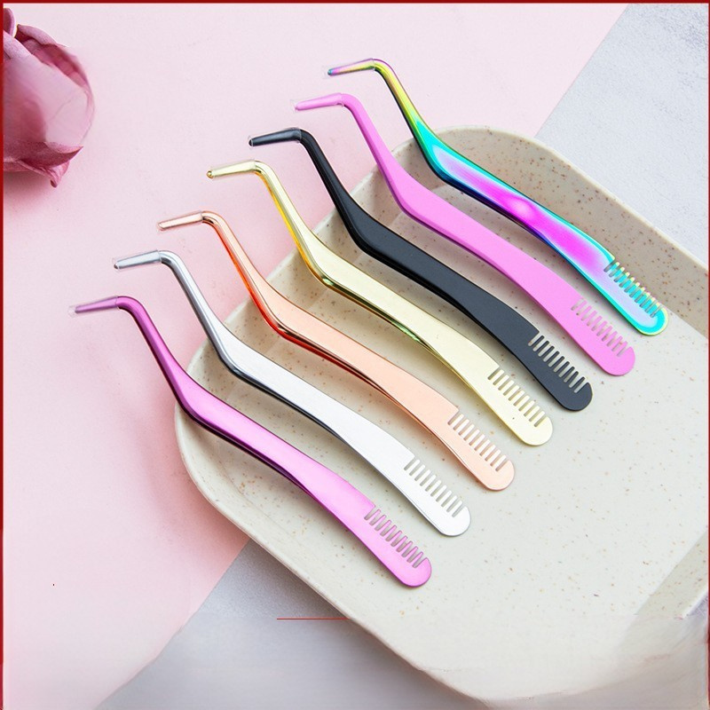 Wholesale Beauty Tools Eyelash Tweezers Seahorse Eyelash Clamp Comb extension tweezers eyelash