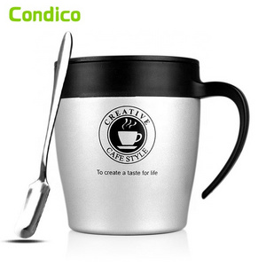 Double Walled 330ml Coffee Cup Stainless Steel Insulated Thermos Office Cups With Handle Anti-Scalding Mug