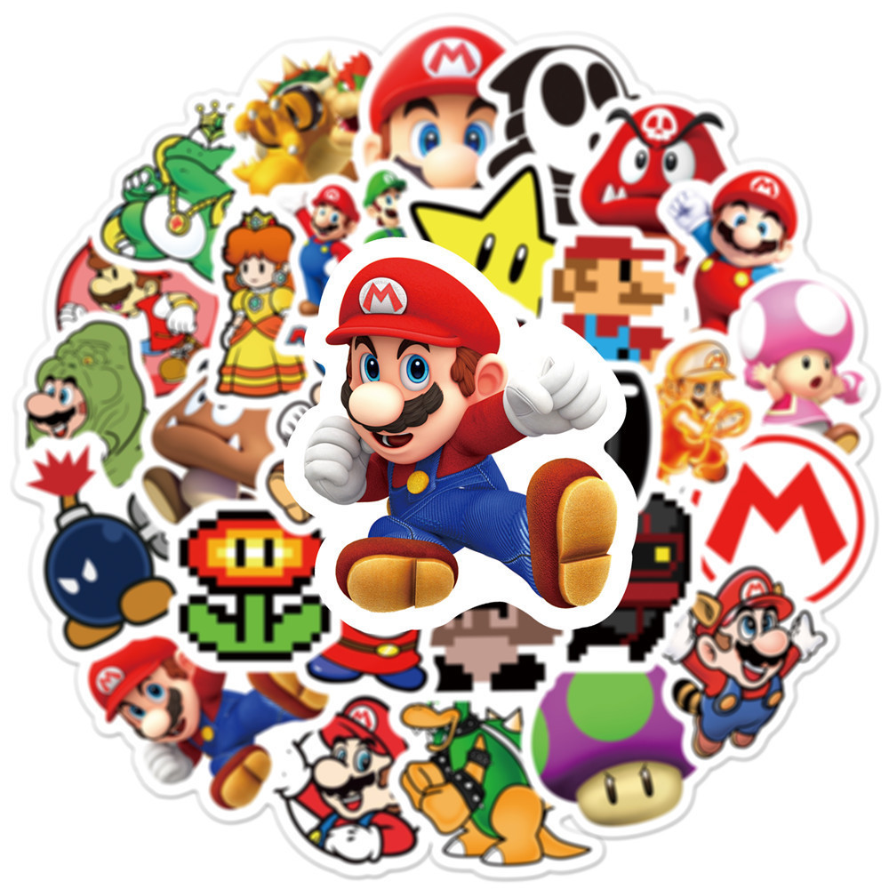 50PCS Vans Mario Stickers For Scrapbooking Laptop Guitar Skateboard Suitcase Decal Animal Puppy Sticker