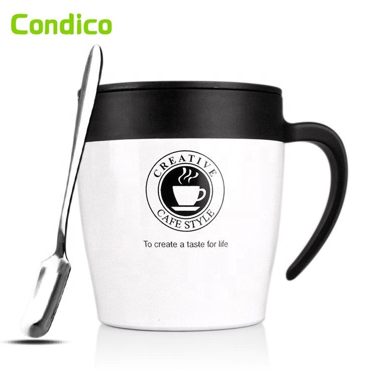 Double Walled 330ml Coffee Cup Stainless Steel Insulated Thermos Office Cups With Handle Anti-Scalding Mug