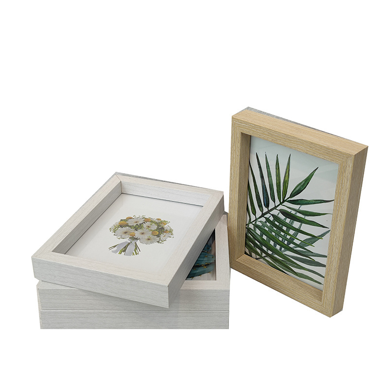 Mengkai Home Decor White Arts Display Shadow Box Frame Transparent Glass Flower Picture Frame