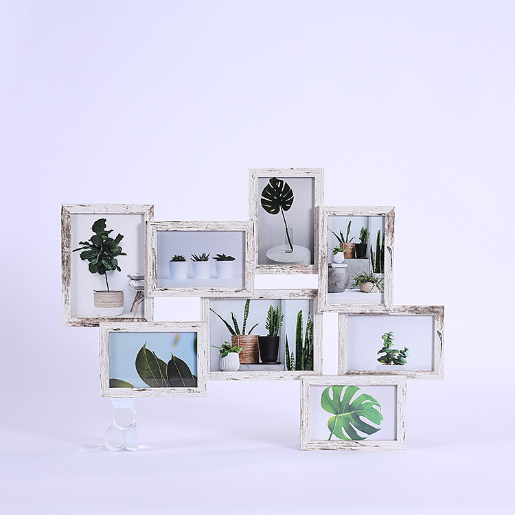 Mengkai  Vintage White Multi 8 opening Wood Collage Photo Frame Picture Frame