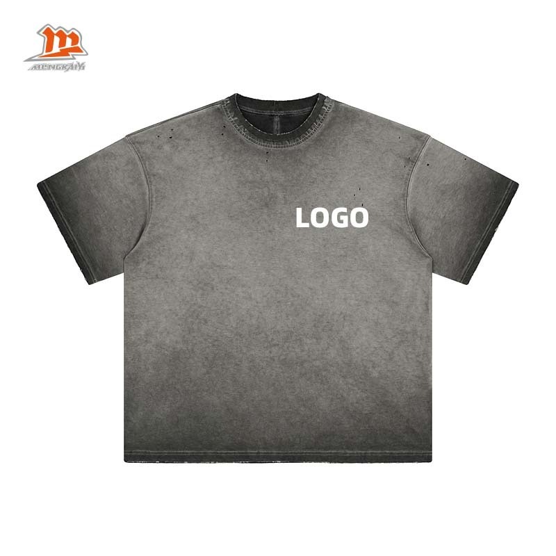 Custom Oversize Manufacturer Casual Heavyweight High Quality tshirt Cotton Acid Wash Faded T-Shirts Blank Garments for Clothing