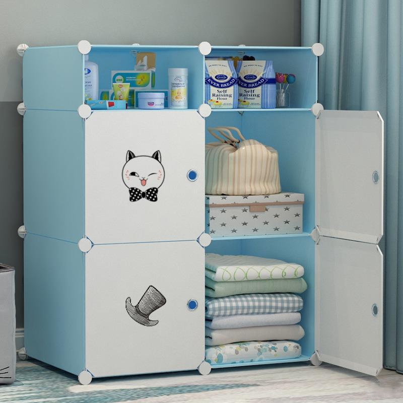 Disassemble Portable 12 Cubes Folding DIY Living Room Bedroom Clothes Storage Organizer Closet Plastic Wardrobe Cabinet