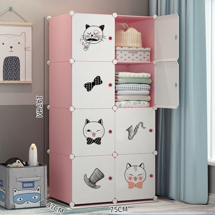 Disassemble Portable 12 Cubes Folding DIY Living Room Bedroom Clothes Storage Organizer Closet Plastic Wardrobe Cabinet