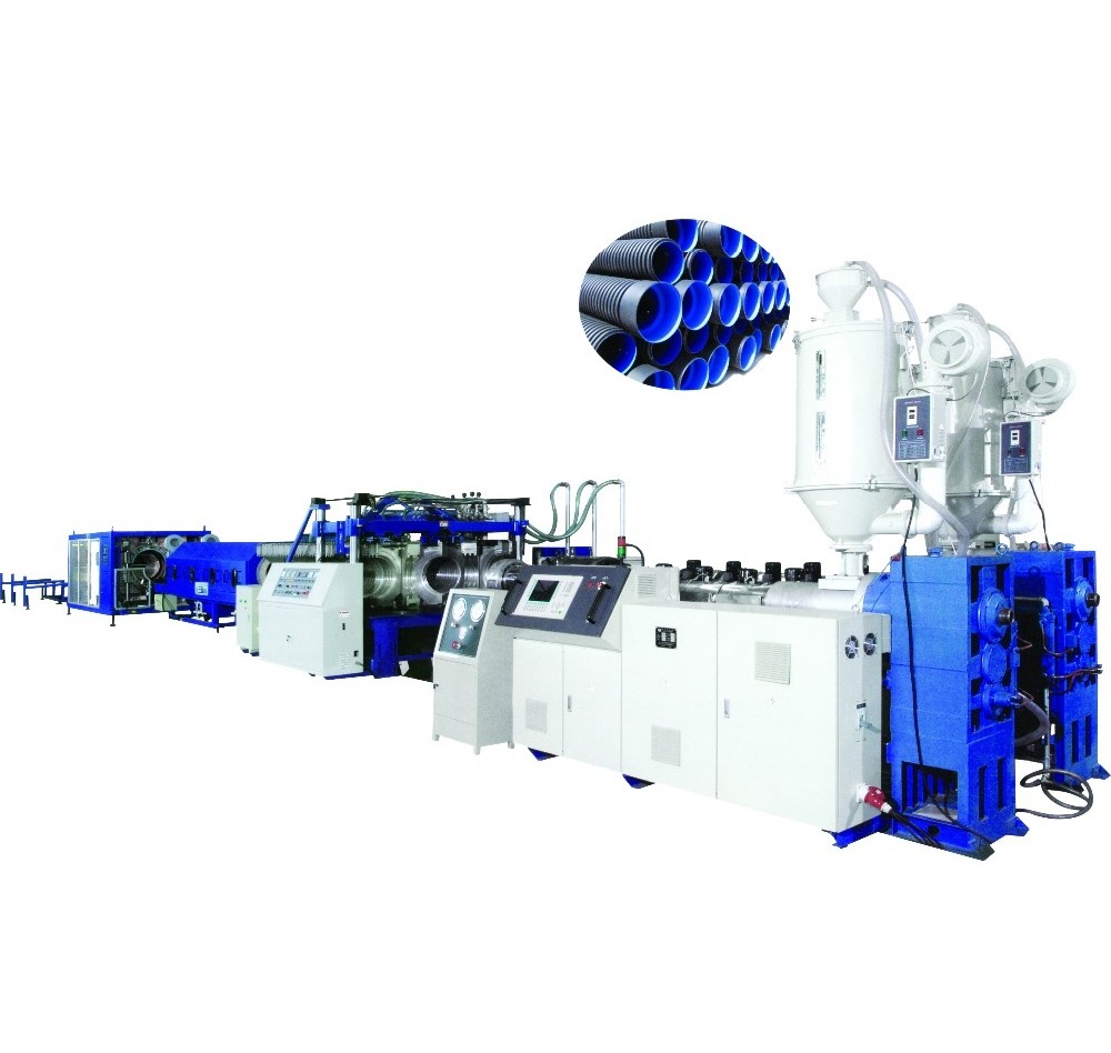 PE PP and PVC Double Wall Corrugated Pipe Extrusion Line