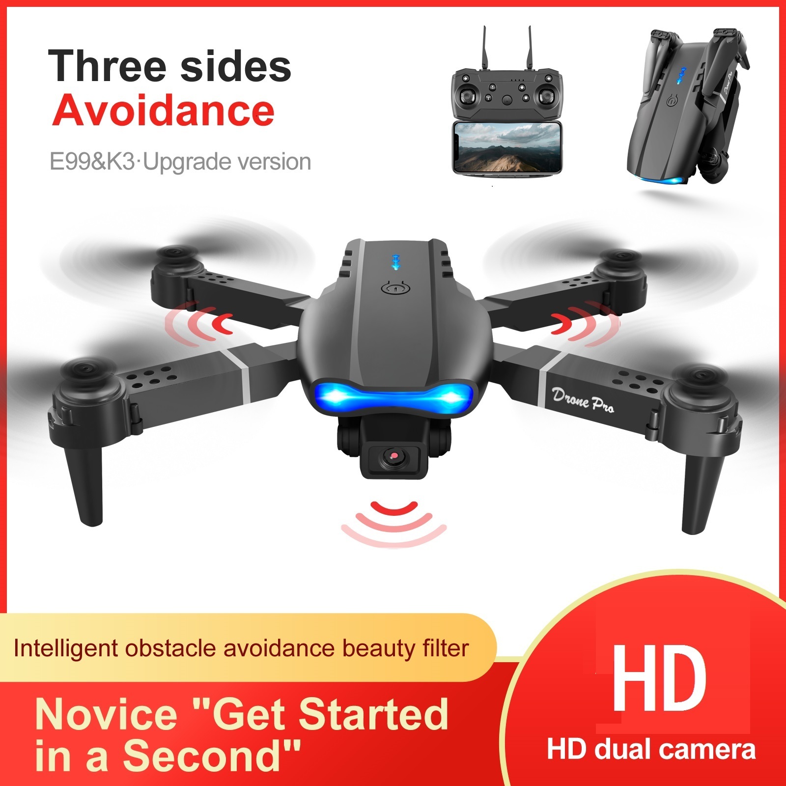 RC drone E99PRO Best Camera 8K FPV, Long Flight Time, Mini Drone Outdoor Drone Four Axis Folding Remote Control Flight K3