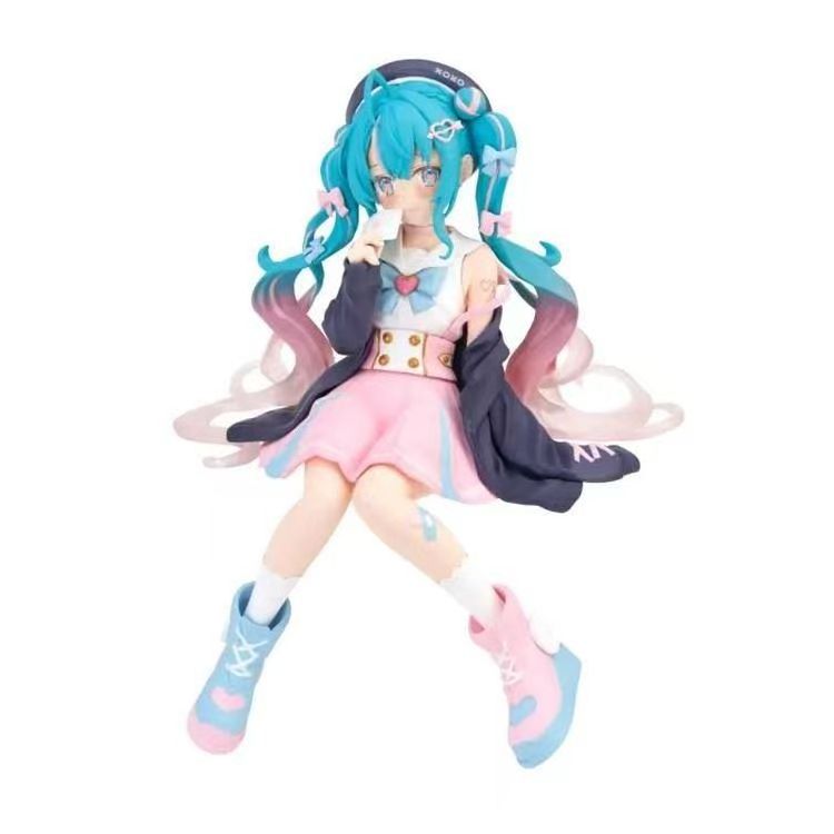 11CM Anime Figure Cute Girls Sitting Miku Noodle Stopper Toy Car Kids Toys Cartoon Manga Figurine Christmas Gift