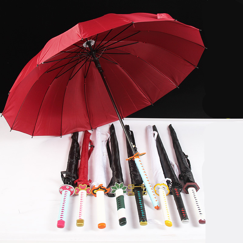 9 Styles High Quality Anime Demon Slayer Kamado Tanjirou Umbrella Cosplay Prop Parasol Katana Swords Anime Umbrellas Accessory