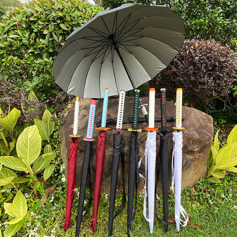 9 Styles High Quality Anime Demon Slayer Kamado Tanjirou Umbrella Cosplay Prop Parasol Katana Swords Anime Umbrellas Accessory