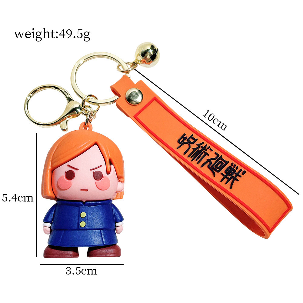 5 Styles Cartoon Silicone Keychain PVC Anime Figure Jujutsu Kaisen Satoru Gojo Itadori Yuji Key Chains Pendant Doll Toys Props