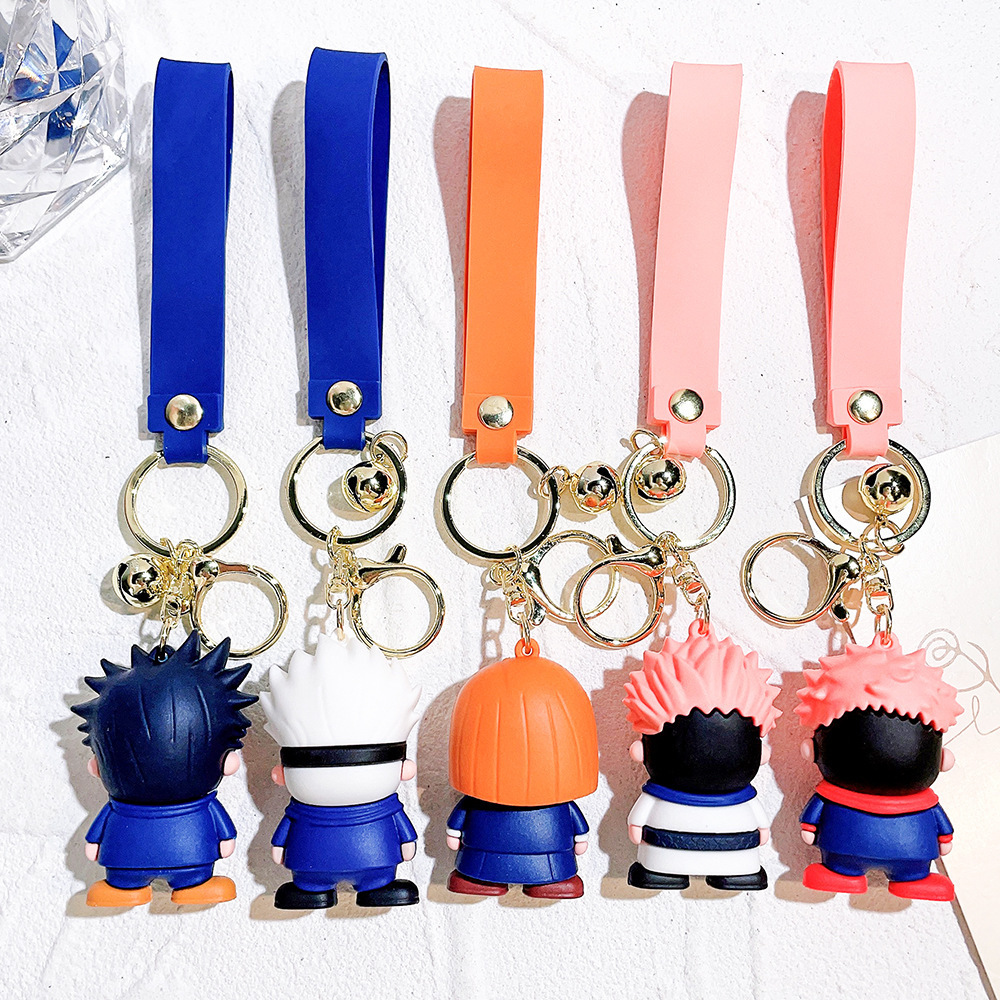 5 Styles Cartoon Silicone Keychain PVC Anime Figure Jujutsu Kaisen Satoru Gojo Itadori Yuji Key Chains Pendant Doll Toys Props