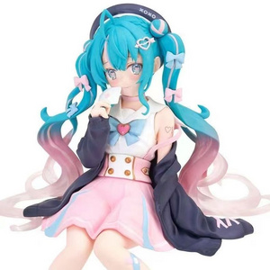 11CM Anime Figure Cute Girls Sitting Miku Noodle Stopper Toy Car Kids Toys Cartoon Manga Figurine Christmas Gift