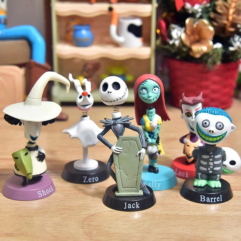 6pcs/set Nightmare Before Christmas Jack Pvc Action Figure Collection Model Bobble Head Dolls Toy For Children