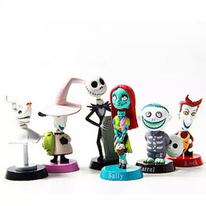 6pcs/set Nightmare Before Christmas Jack Pvc Action Figure Collection Model Bobble Head Dolls Toy For Children