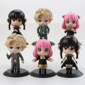 6PCS/SET 10cm Spy X Family Loid Yor Forger Chibi Anua Anime Figure with Base Model Toy