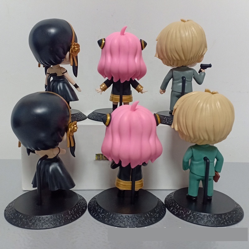 6PCS/SET 10cm Spy X Family Loid Yor Forger Chibi Anua Anime Figure with Base Model Toy