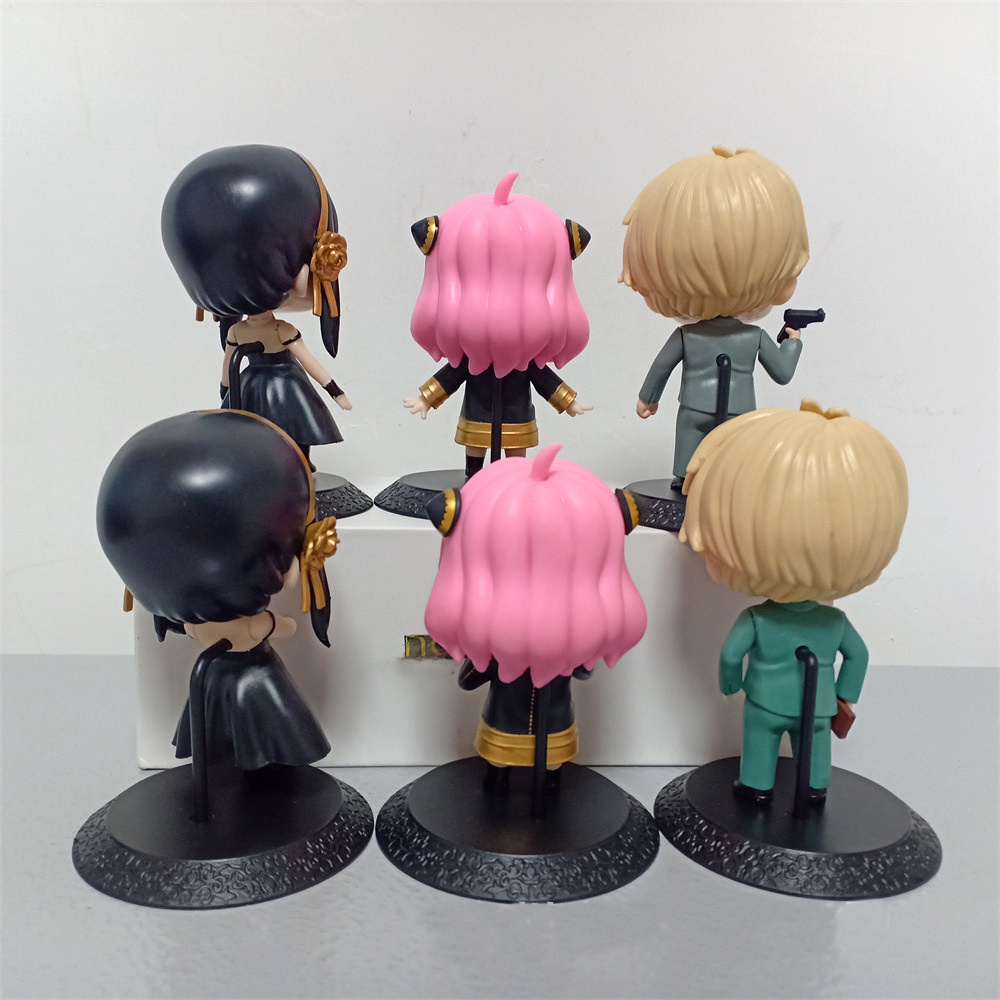 2 Styles New 6pcs/set Spy X Family PVC Anya Loid Yor Forger Chibi Anua Anime Figure with Base Figurine Model Toy for Kids