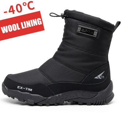 high quality snow boots for men waterproof mens winter boots With Fur winter shoes antislip  platform thick plush warm Plus size